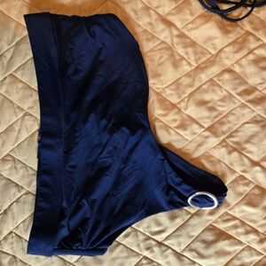 Time and Tru Black Bikini Top with Gold Ring Accent